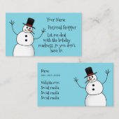Carte De Visite Funky Christmas snowman shopping personnel (Devant / Derrière)