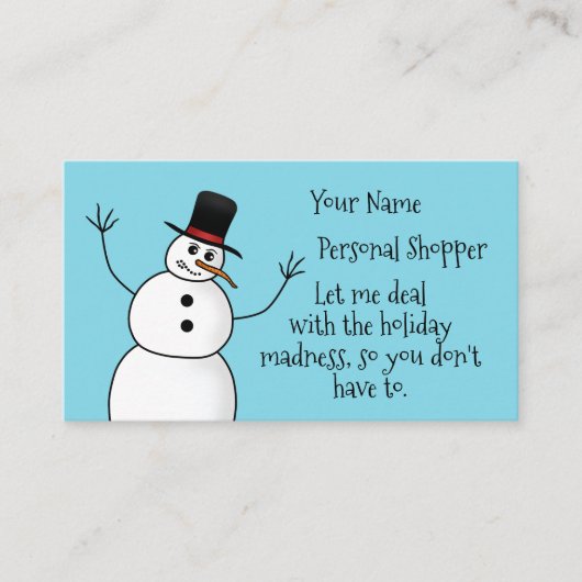Carte De Visite Funky Christmas snowman shopping personnel (Devant)