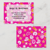 Carte De Visite Funky Rose Orange Stars Étoiles Fun Motif (Devant / Derrière)