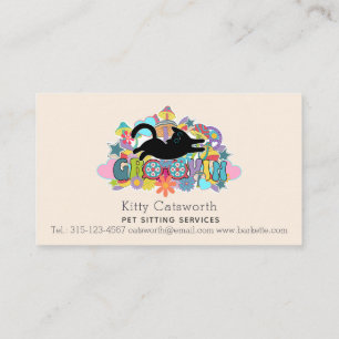 Carte De Visite Funny Boho Hippie Retro Service de salon pour anim