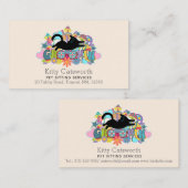 Carte De Visite Funny Boho Hippie Retro Service de salon pour anim (Devant / Derrière)