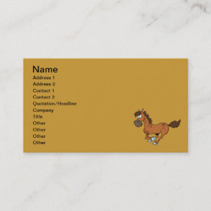 CARTE DE VISITE FUNNY BROWN CARTOON CHEVAL EN COURSE DE GALLOPING