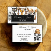 Carte De Visite Funny Crazy Cats Chiens Animal Sitter QR Code Blan