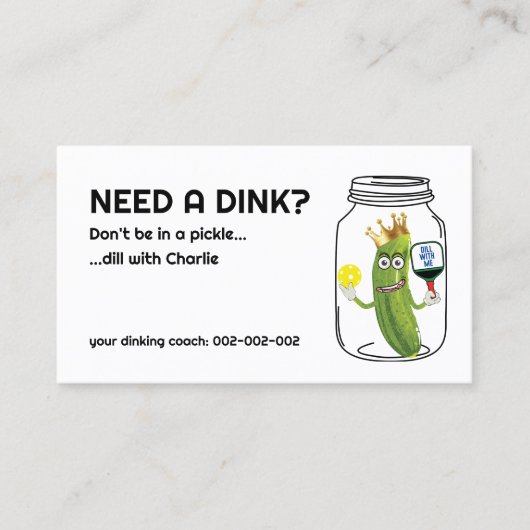 Carte De Visite 😍 🤩 🥒 Funny Dinking coach Pickleball (Devant)