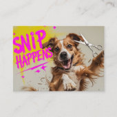 Carte De Visite Funny Dog Grooming Design – “Snip Happens” Cartoon (Devant)
