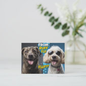 Carte De Visite Funny Dog Grooming From Ruff to Fluff!” Cartoon (Debout devant)