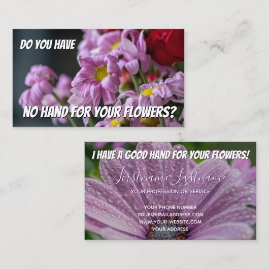 Carte De Visite Funny fané fleuriste expertise nécessaire bus (Devant / Derrière)
