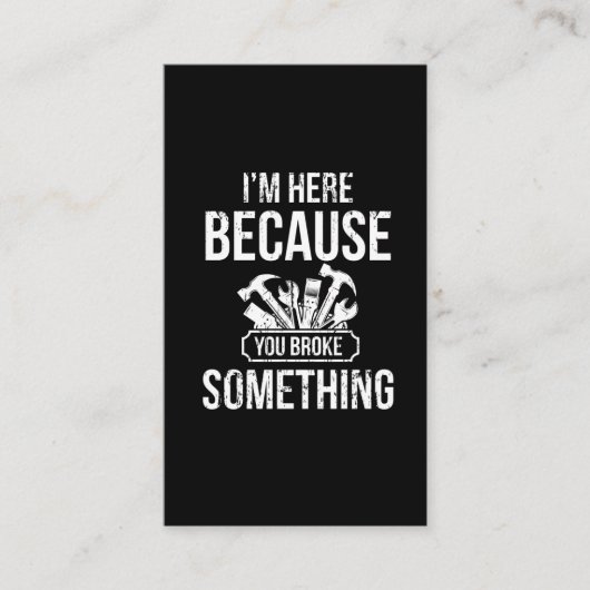 Carte De Visite  Funny Handyman Héros Humour de réparation de l'ar (Devant)