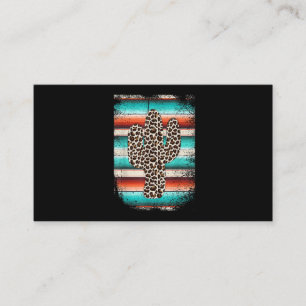 Carte De Visite Funny Leopard Cactus Serape Cactus imprimé Turquo