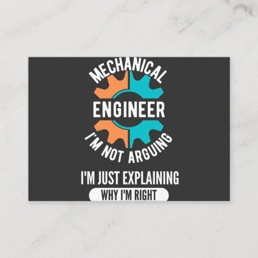 Carte De Visite Funny Mechanical Engineer, Mechanical Engineering (Devant)