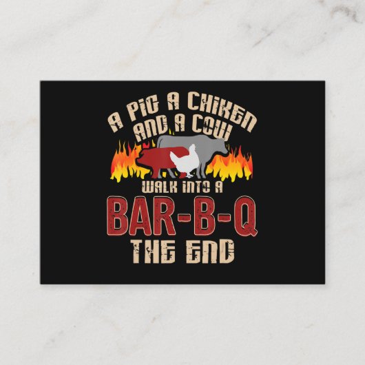 Carte De Visite Funny Pig Chicken Cow Bar B Q Barbecue Chef Cookie (Devant)