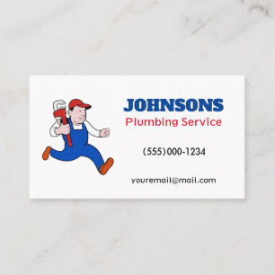 Carte De Visite Funny Running Plumber Entrepreneur Service de plom