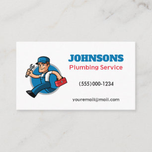 Carte De Visite Funny Running Plumber Entrepreneur Service de plom