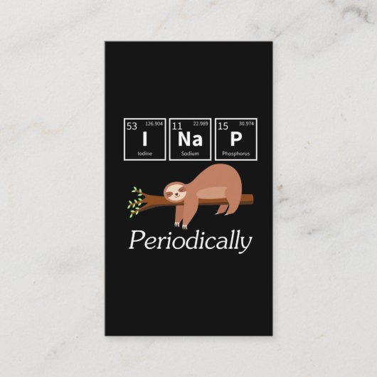 Carte De Visite Funny Science Pun Chimie Sloth Nap Lover (Devant)