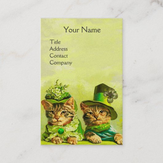 CARTE DE VISITE FUNNY VIEILLE MODE ST.PATRICK'S CHATS, MONOGRAMME (Devant)