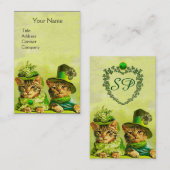CARTE DE VISITE FUNNY VIEILLE MODE ST.PATRICK'S CHATS, MONOGRAMME (Devant / Derrière)