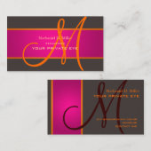 Carte De Visite Fuschia rayante + Monogramme orange DO-IT-YOURSELF (Devant / Derrière)