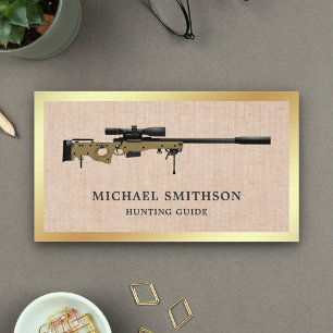 Carte De Visite Fusil de Sniper Toile de Jute Rustique Magasin d'A