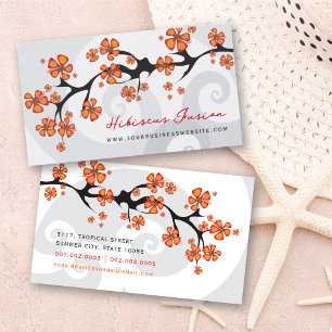 Carte De Visite Fusion de Fleur d'Hibiscus Orange Tropical avec To