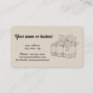 Carte De Visite Fûts de vin et raisins