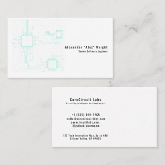 Carte De Visite Futuristic Neon Green Circuit Board Engineer