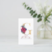 Carte De Visite G Monogram Burgundy Gold et Navy Blue Floral (Debout devant)