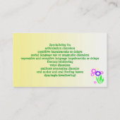 Carte de visite gai d'orthophonie de fleurs (Dos)