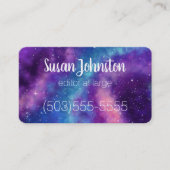 Carte de visite galactique violet, bleu et rose (Devant)