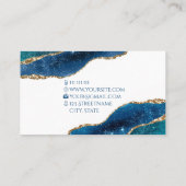 Carte De Visite Galaxie Agate élégante BLEU or comptable Entrepris (Dos)