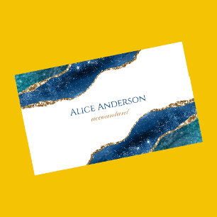 Carte De Visite Galaxie Agate élégante OR bleu comptable Entrepris