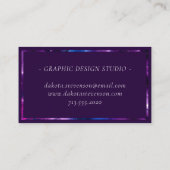 Carte De Visite Galaxie | Bleu cosmique Marbre pourpre et rose (Dos)