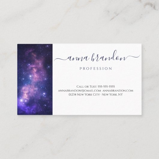 Carte De Visite Galaxie cosmique Universe Violet foncé Élégant Mod (Dos)