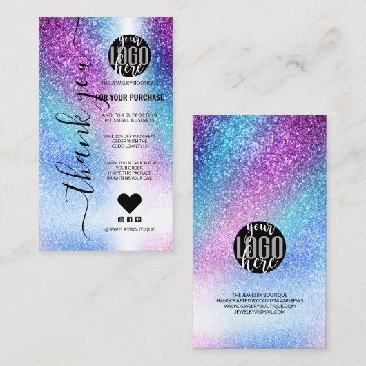 Carte De Visite Galaxie Nébuleuse Bleu Violet Merci de votre Comma (Devant / Derrière)