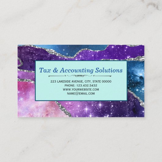 Carte De Visite Galaxy Agate Faux Parties scintillant Business Car (Dos)