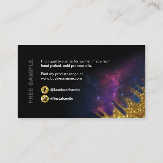 Carte De Visite Galaxy Parties scintillant Noir Et Or Échantillon  (Dos)