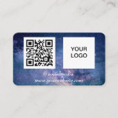 Carte De Visite Galaxy Space Médias sociaux QR Code Marine Blue Mo (Devant)