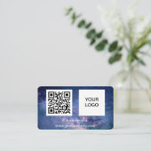 Carte De Visite Galaxy Space Médias sociaux QR Code Marine Blue Mo (Debout devant)