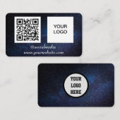 Carte De Visite Galaxy Space Médias sociaux QR Code Marine Blue Mo (Devant / Derrière)