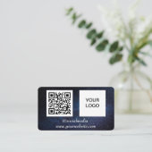 Carte De Visite Galaxy Space Médias sociaux QR Code Marine Blue Mo (Debout devant)