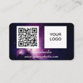 Carte De Visite Galaxy Space Médias sociaux QR Code Purple Modern (Devant)