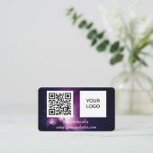 Carte De Visite Galaxy Space Médias sociaux QR Code Purple Modern (Debout devant)