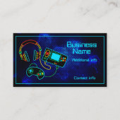 Carte De Visite Gamer Retro Neon Blue (Devant)