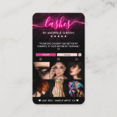 Carte De Visite Gamme d'artistes de maquillage noir rose Lash Tech (Devant)