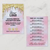 Carte De Visite Gamme de produits Ingrédients Gold de prix (Devant / Derrière)