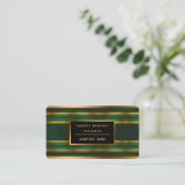 Carte De Visite Gamme de Texture Verte Luxe Linen (Debout devant)
