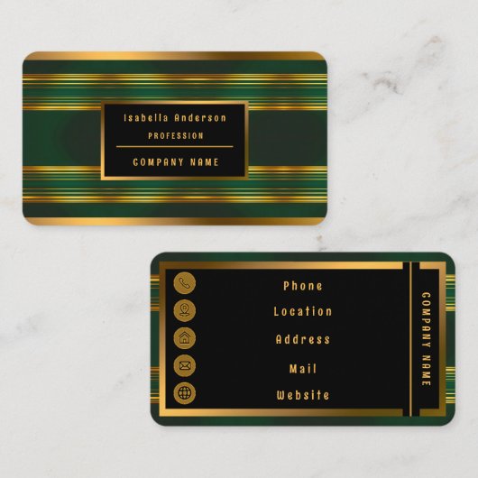 Carte De Visite Gamme de Texture Verte Luxe Linen (Devant / Derrière)