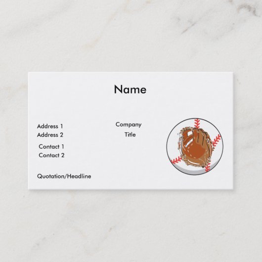Carte De Visite gant de baseball et conception de vecteur de baseb (Devant)