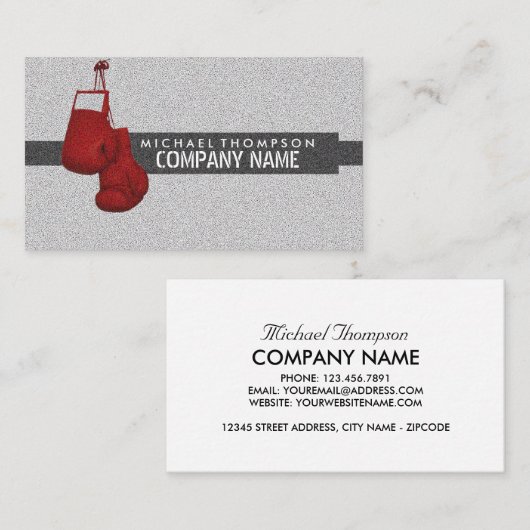 Carte De Visite Gants de boxe à grains rouges, Boxer, Entraîneur d (Devant / Derrière)