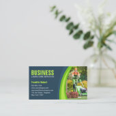 Carte De Visite Garage de la pelouse bleu et vert Débordement (Debout devant)