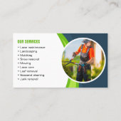 Carte De Visite Garage de la pelouse bleu et vert Débordement (Dos)